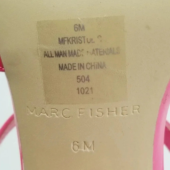 Marc Fisher Square Toe Slip On Pink Patent Leather Octagon Heel Strappy Pumps - Picture 4 of 12